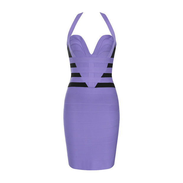 Halter Backless Bandage Stitching Temperament Party Dress
